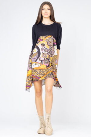 Rochie trendy cu imprimeu pauni