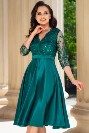 Rochie verde eleganta midi in clos Inna