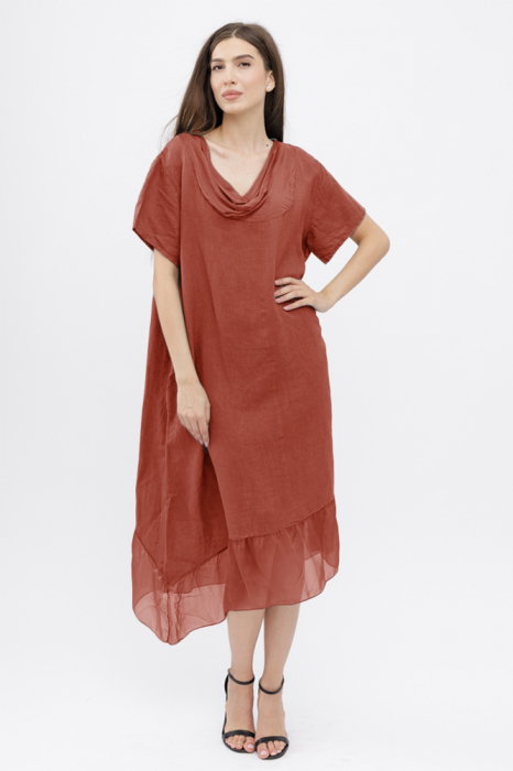 Rochie caramizie usor asimetrica A-line