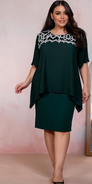 Rochie midi verde vaporoasa XXL Zina