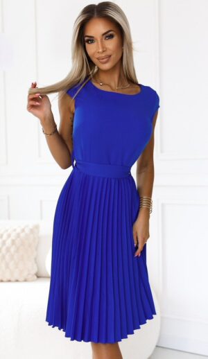 Rochie albastra midi plisata Karima