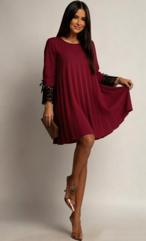 Rochie midi burgundy plisata croi A Patricia2
