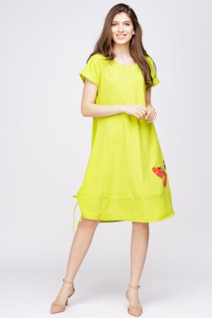 Rochie  A line  din in mercerizat si vascoza