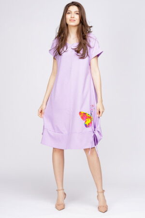 Rochie  A line  din in mercerizat si vascoza