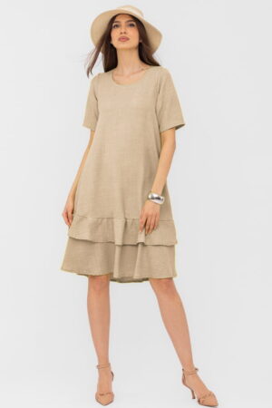 Rochie bej  A line  midi