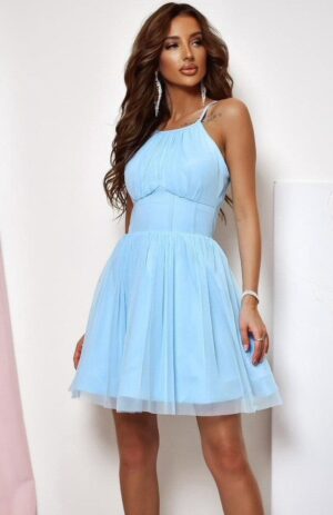 Rochie baby doll scurta din tulle baby blue SindiW
