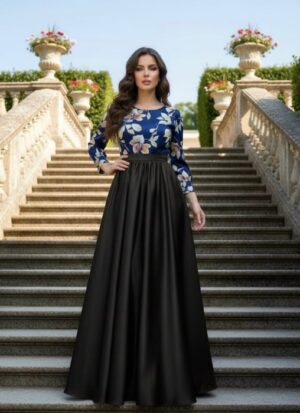 Rochie cu motive florale eleganta lunga Teo 12
