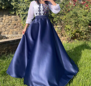 Rochie cu motive florale eleganta lunga Lavinia 2