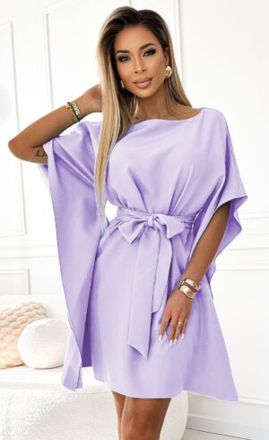 Rochie midi lila lavanda vaporoasa croi fluture Butterfly