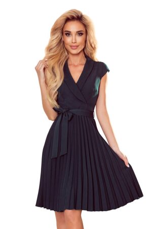 Rochie verde inchis midi plisata petrecuta Romenna