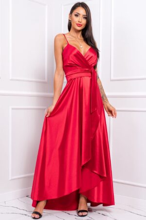 Rochie lunga rosie din satin LiviaB