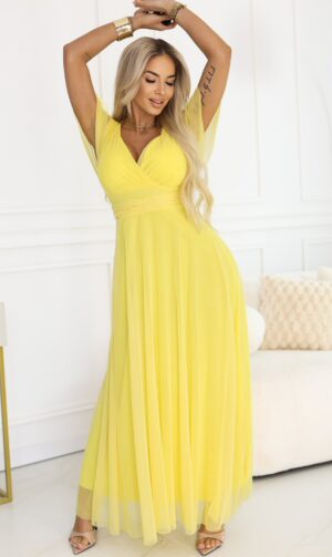 Rochie galbena eleganta lunga din tulle vapoaroasa NastiaN