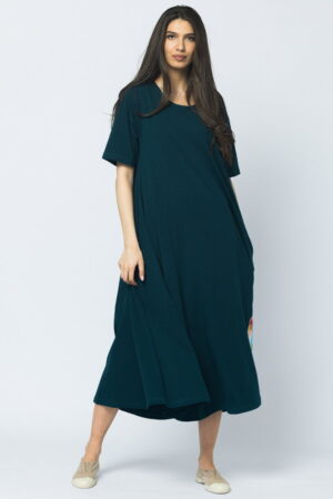 Rochie lunga A-line din tricot de bumbac