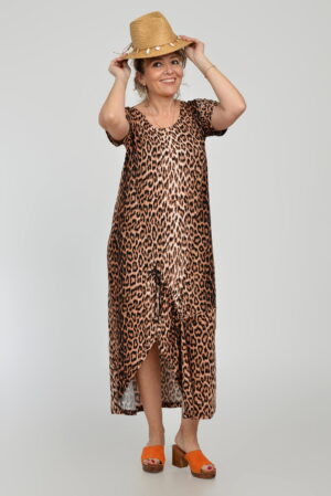 Rochie lunga A-line din tricot de vascoza cu siret la poale