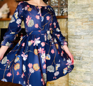 Rochie stilizata cu motive florale Florinela 17