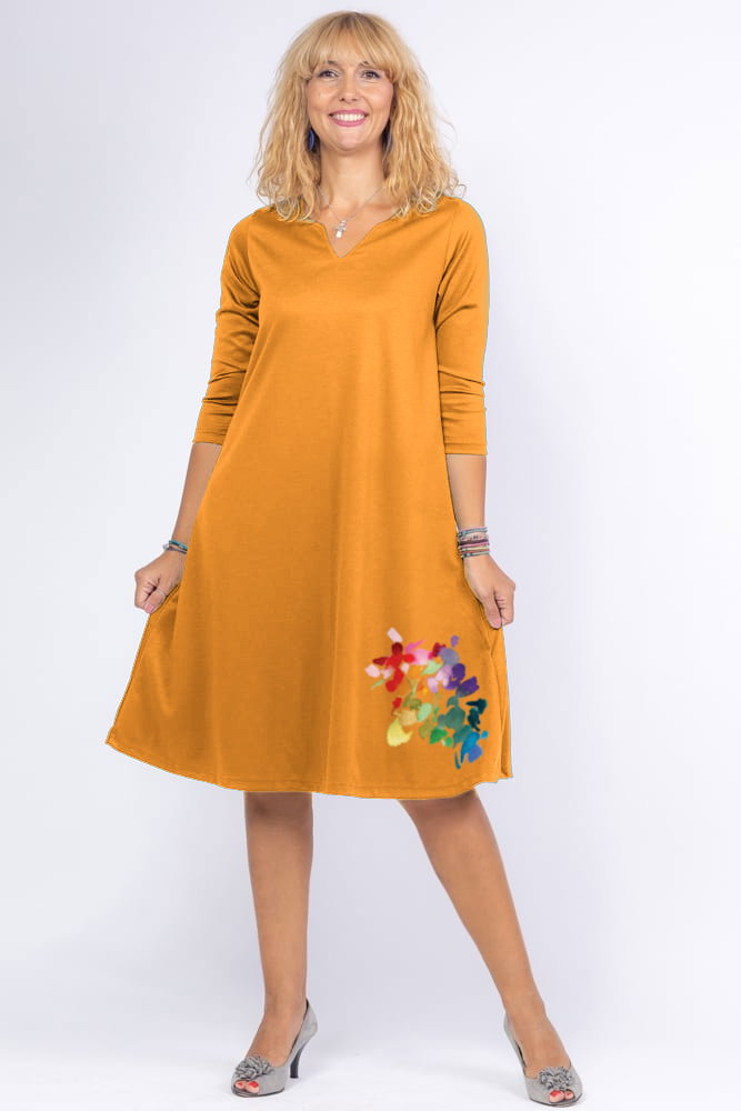Rochie mustar A line midi