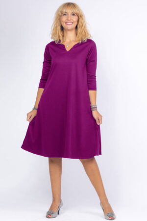 Rochie uni mov zmeura  A line  midi