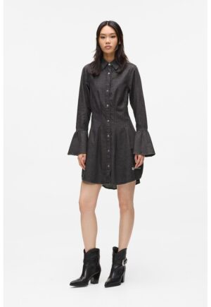 Rochie evazata din denim - Gri antracit