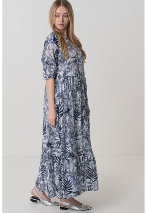 Rochie lejera cu imprimeu floral - Alb/Albastru ultramarin