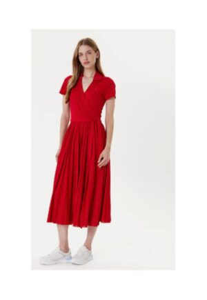 Rochie casual dama -  rosu - 100% poliester reciclat -