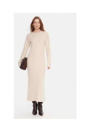 Rochie tricotata -  bej - 53% poliamida - 47% lana -