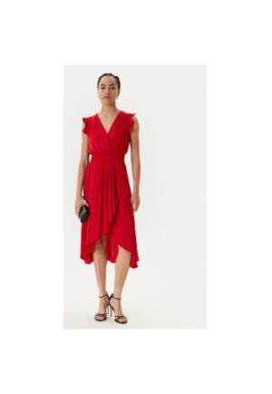 Rochie dama  222-RWALLY - Poliester - Rosu - Rosu