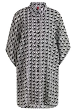 Rochie cu design relaxat și imprimeu - Alb