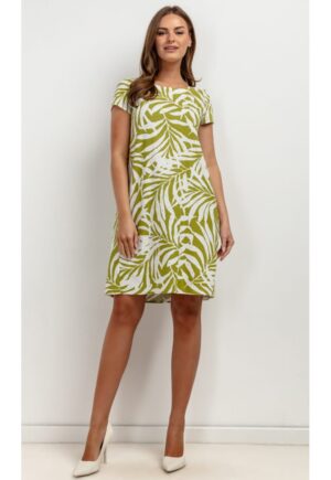 Rochie lejera din amestec de in - cu imprimeu tropical