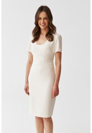 Rochie midi cambrata - Alb