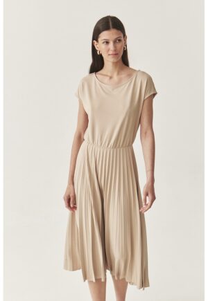 Rochie midi din amestec de modal - Bej