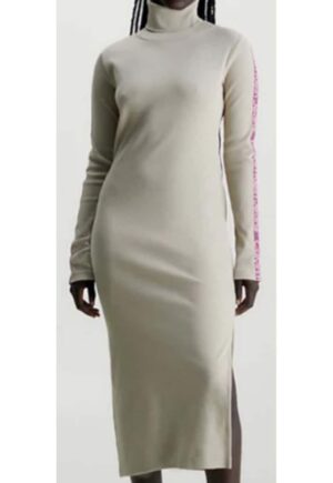 Rochie maxi -  bej - bumbac/elastan