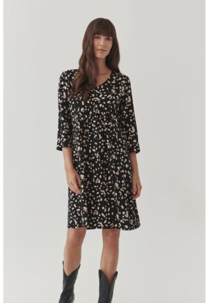 Rochie cu model Nerto - Negru/Crem
