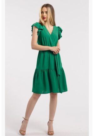 Rochie scurta cu decolteu in V - Verde