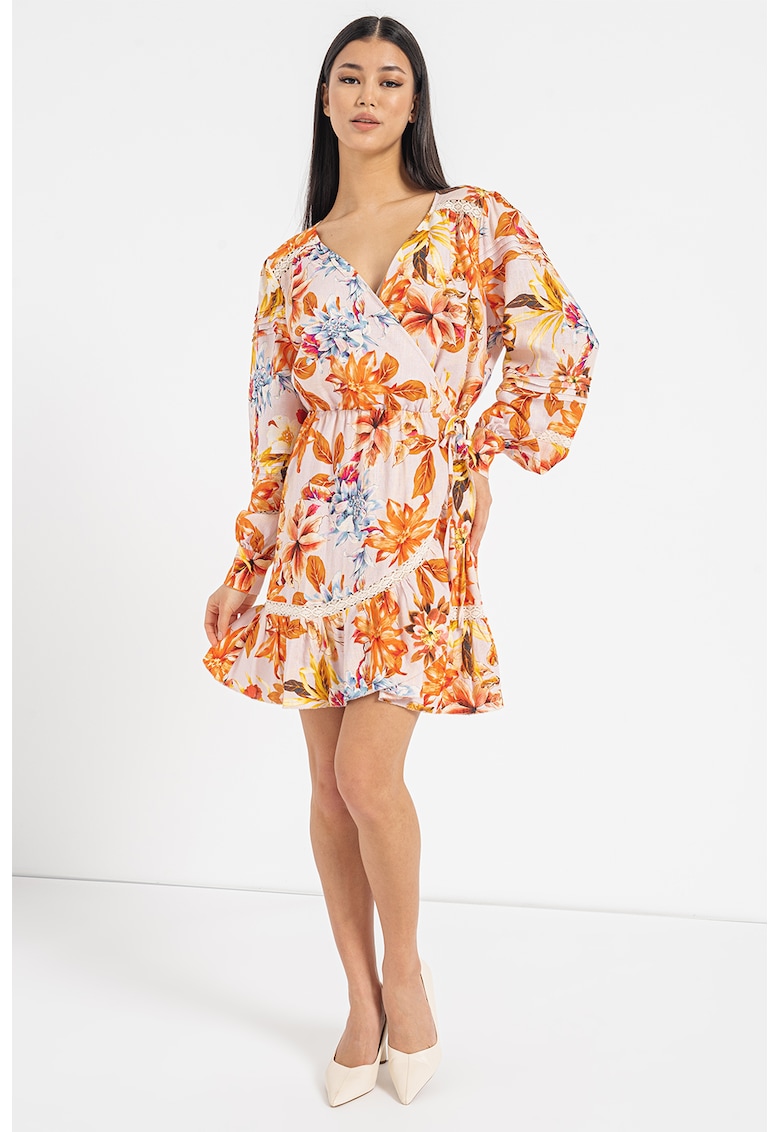 Rochie petrecuta din amestec de in - Portocaliu