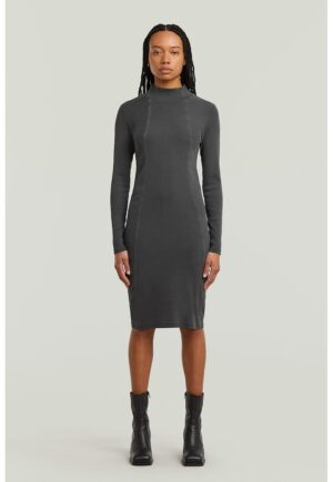 Rochie cu croiala bodycon din amestec de bumbac organic - Gri inchis