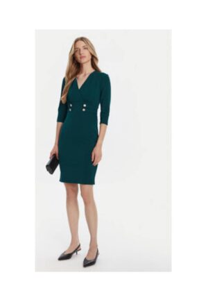 Rochie cocktail Dama - Verde - poliester - elastan -