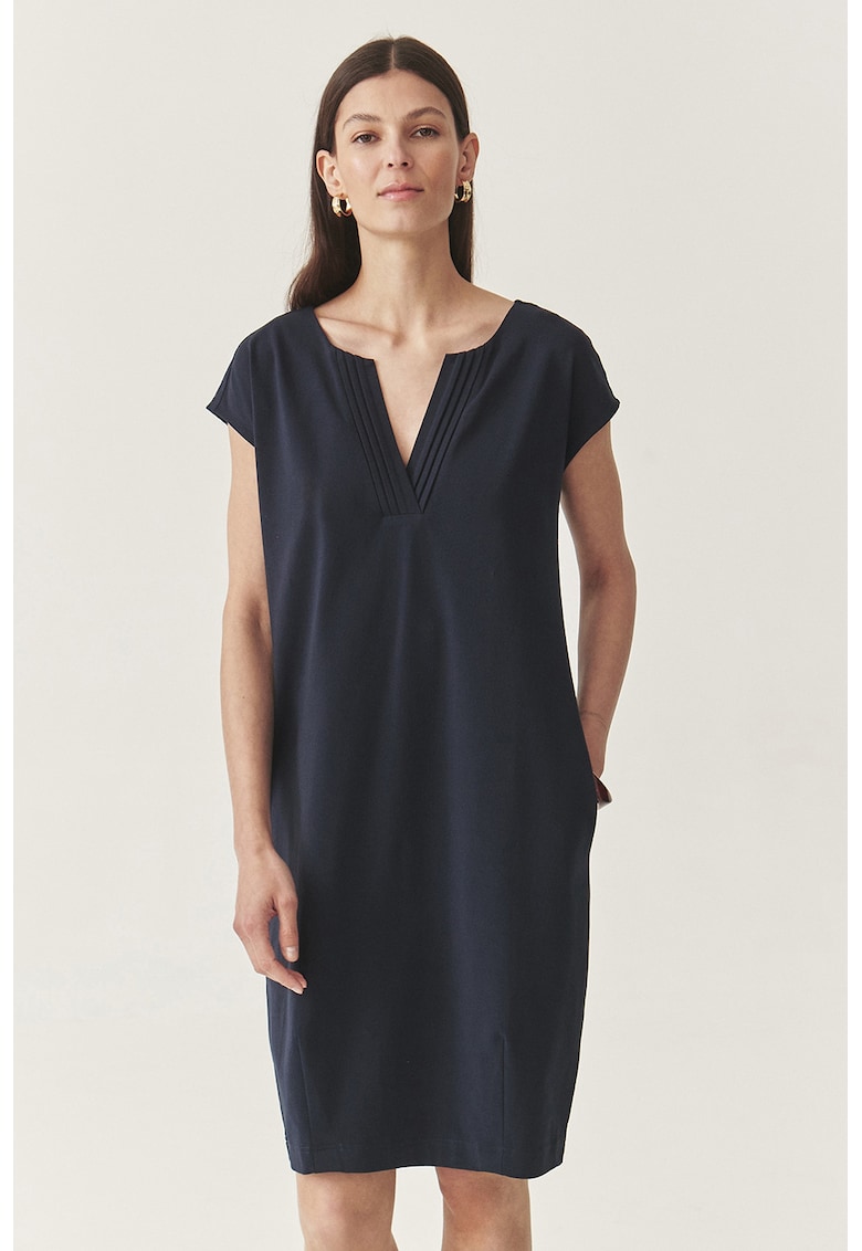 Rochie cu guler tunica si buzunare - Albastru ultramarin