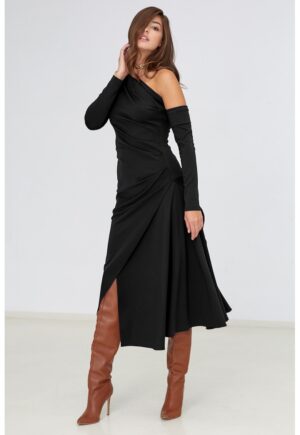Rochie midi asimetrica Melrose - Negru