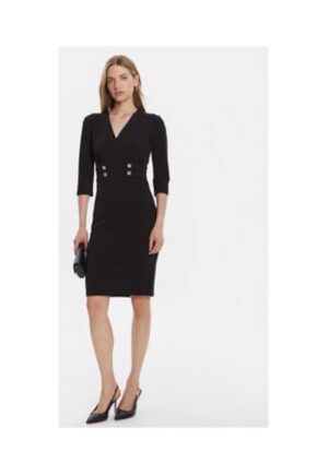 Rochie cocktail Femeie - Negru - 95% poliester - 5% elastan
