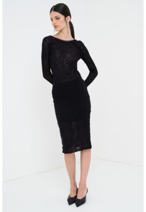 Rochie midi cu spate decupat - Negru