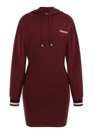 Rochie din amestec de lana cu gluga - pentru fitness - Visiniu