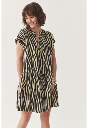 Rochie scurta cu animal print - Negru/Bej