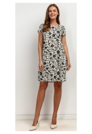 Rochie din amestec de in cu imprimeu floral