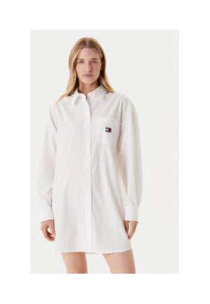 Rochie camasa Dama -  Alb - 50% bumbac - 50% bumbac organic -