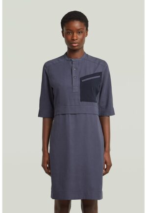 Rochie-tricou cu guler Mao - Violet prafuit