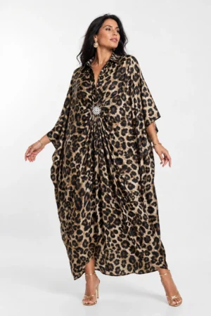 Rochie maxi tip caftan cu animal print