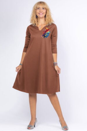 Rochie maro ciocolata  A line  midi